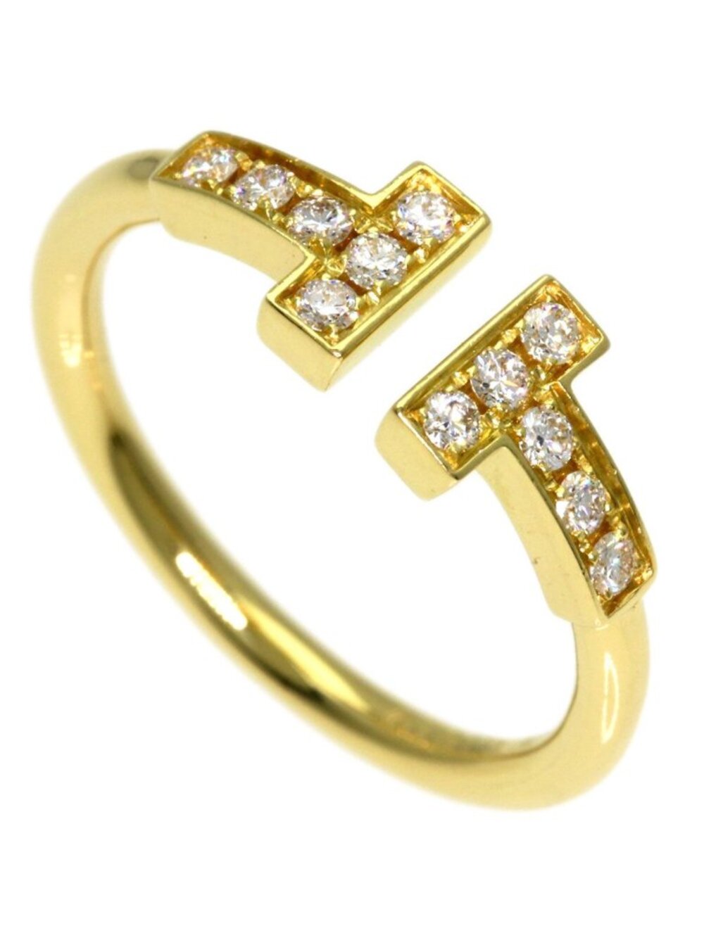 Tiffany & Co T Wire Diamond Ring 18k Yellow Gold